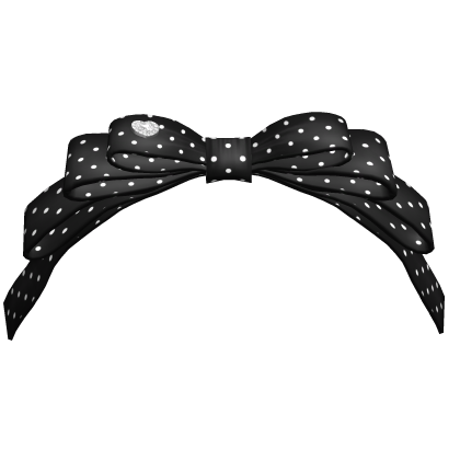 Polka Dots Satin Bow Black