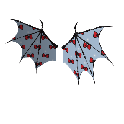Blue Red & Black Kitty Bow Halloween Bat Wings