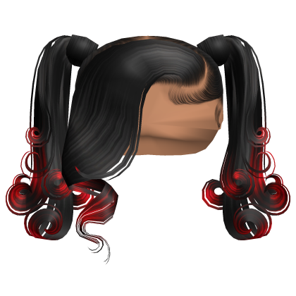 ☆ | Red Dyed Swirly Pigtails W Side Bang