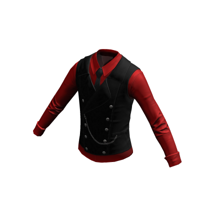 Formal Shirt w/ Vest & Tie | Black Red