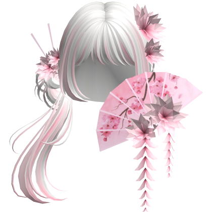 Side Ponytail w/ Cherry Blossoms & Fan