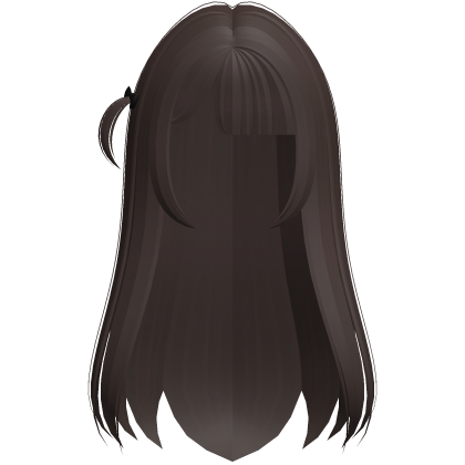 Cute Long Brown Side Ponytail Hair w Black Bow Roblox item