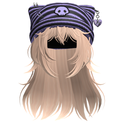 Emo Kawaii Skull Beanie W/ Wolfcut Blonde V3
