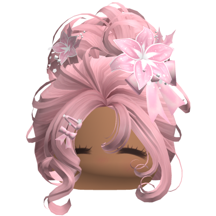 ♡ Christmas Flowery Bun Updo (Pink)