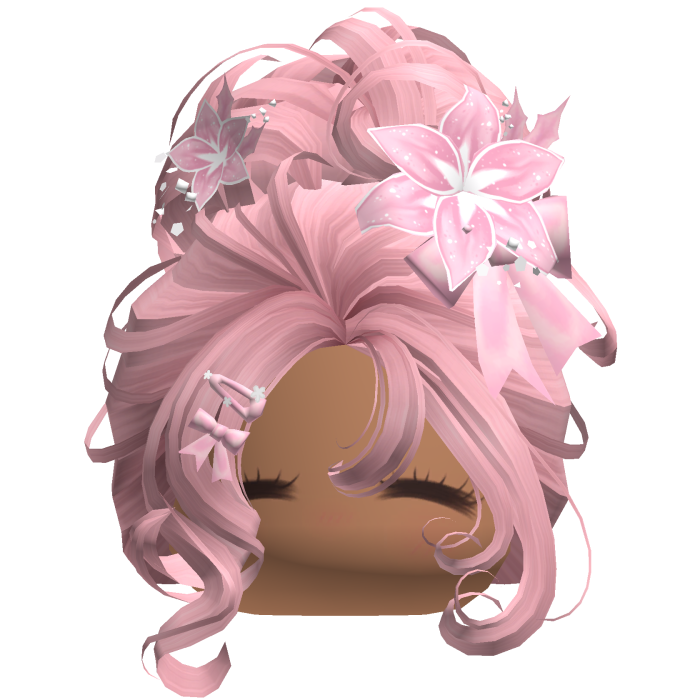 ♡ Christmas Flowery Bun Updo (Pink)