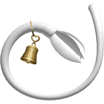 Curled Furry Cow Tail With Stylized Bell | White Roblox item