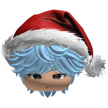 Messy Fluffy Blue Hair a Santa Hat Y2k Roblox item