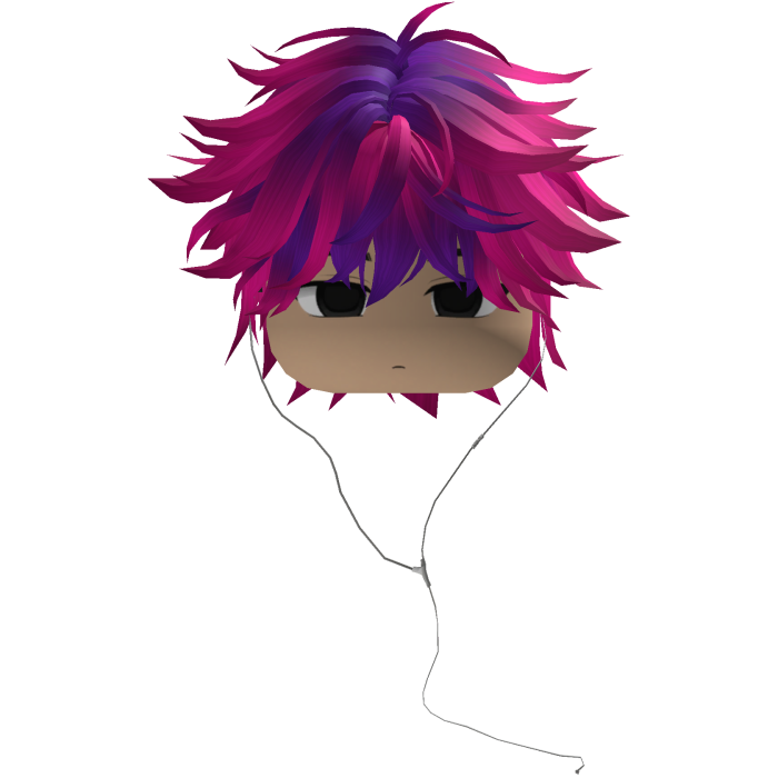 Y2K emo boy with headphones, pink and purple hair
