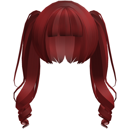 moe neat jirai curly ponytails w bangs red