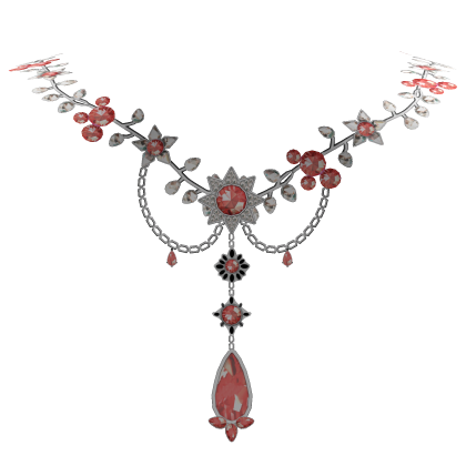 Red & Silver Royal Floral Gem Necklace Roblox item