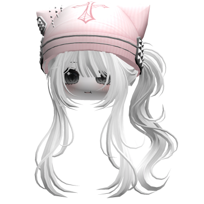 Messy Ponytail W/ Punk Kitty Cap White V2 thumbnail