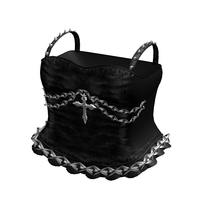 Gothic Emo Chained Cross Dress in Black