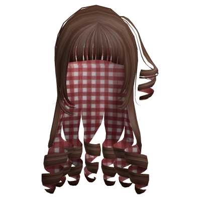 ʚ red plaid brown curly igari heisei retro hair Roblox item