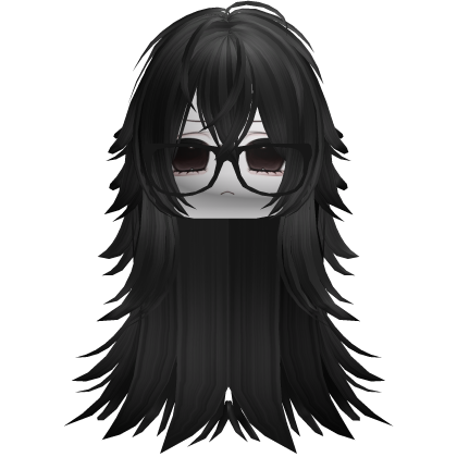 Vkei Moe Black Messy Long Hair /w Glasses