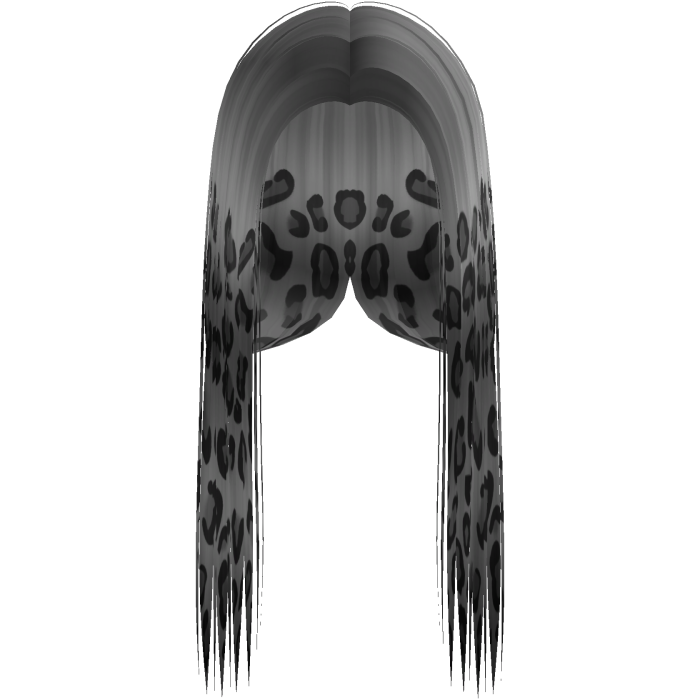 Gray Leopard Print Front-Swept Middle Part Hair