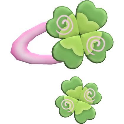 ♡ ꒰ kawaii double clover hair clip in pink