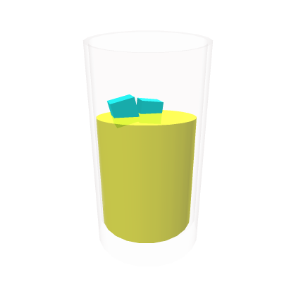 a glass with limonade and ice