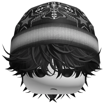 Messy Spikey Hair W/ Skater Beanie Black V4 Roblox item