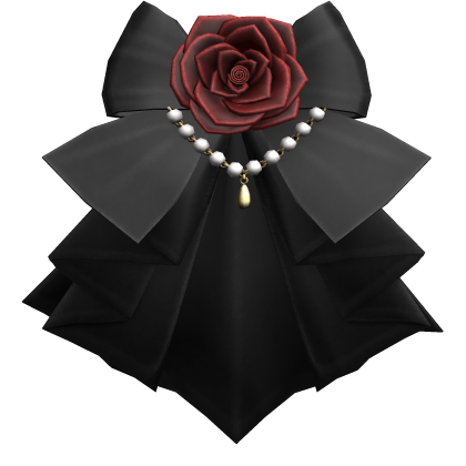 Black Jabot Ruffle Red Rose 3.0
