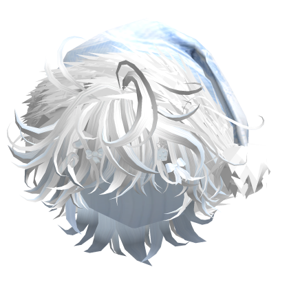 Messy Hair w/Christmas Santa Hat (White&Blue)
