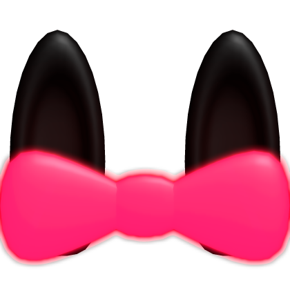 (GLOWING) adorable black bunny ears w red bow Roblox item