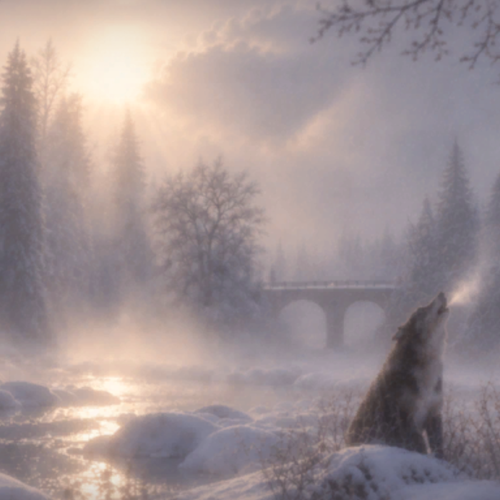 Wolf Snow Winter Castle Forest Emo Aura Background