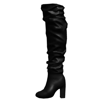 Black High Leather Boots 🫐 - Left Shoe Accessory | Roblox Item