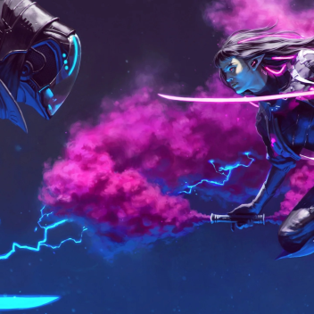 Laser tag. Pink vs Cyan