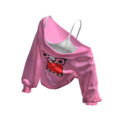 Cozy Baggy Domo Nerd Sweater Pink thumbnail