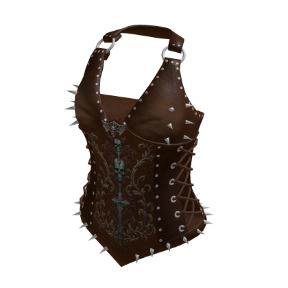 Spiked Ring Strap Corset Top (Brown)