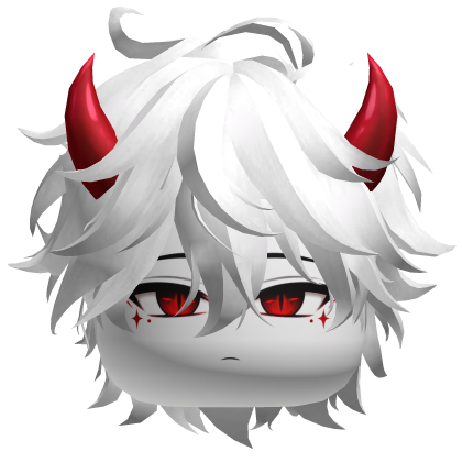 White Demonic Devil Fluffy Anime Boy Hair w/ Horns Roblox item