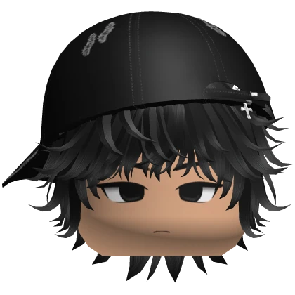 cute fluffy messy gothic y2k hat black hair boy | Roblox Item - Rolimon's
