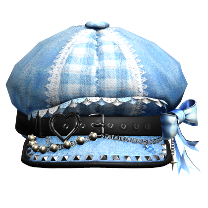 Fashionable Blue Plaid Beret Hat