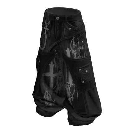 Goth Cross Pattern Layered Jeans Black | Roblox Item - Rolimon's