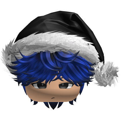 Messy Fluffy Blue and black Hair a Santa Hat Y2k Roblox item