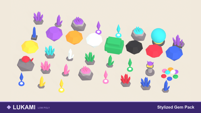 Stylized Gem Pack x35 Crystal Cluster Geode Shard preview 1