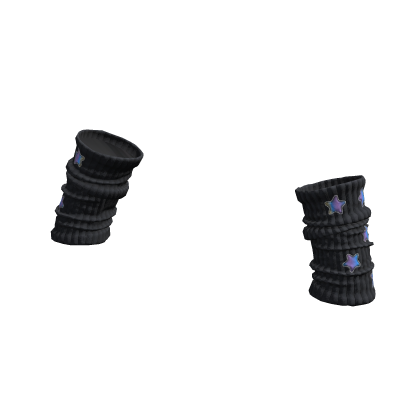 Y2K Holo Star Puffy Arm Warmers - Charcoal