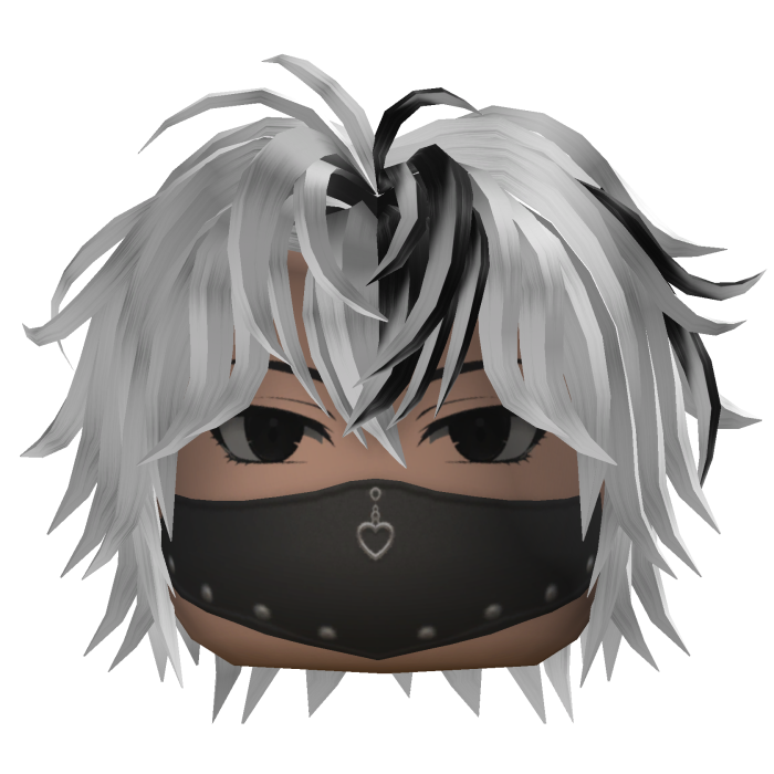 Messy Anime Hair w/ Mask (White/Black)