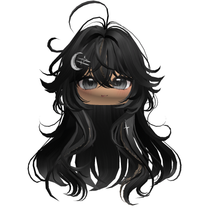 Cute Anime Girl Hair w/ Moon Clips (Black) thumbnail
