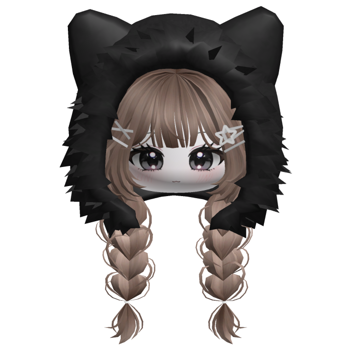 🍀Cute Girl Braided w/ Fur Hood(Milktea&Black)