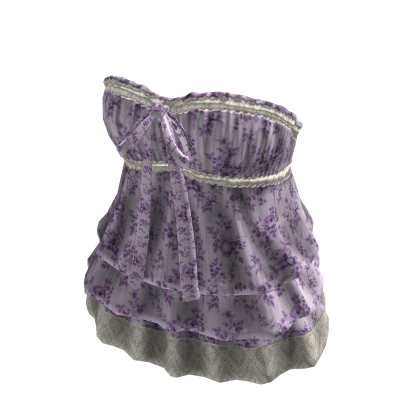 Floral Babydoll Top with Ruffle Hem (Purple)