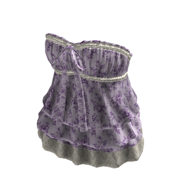 Floral Babydoll Top with Ruffle Hem (Purple)
