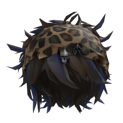 y2k leopard beanie spikey blue anime hair Roblox item
