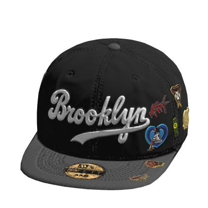 Brookyln Fitted Cap W/ Trendy Pins In Grey Roblox item