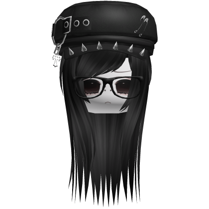 Vkei Moe Black Long Scene Hair /w Punk Hat