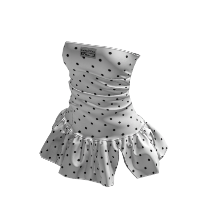 ☆ polka dot white-black ruffle mini dress thumbnail