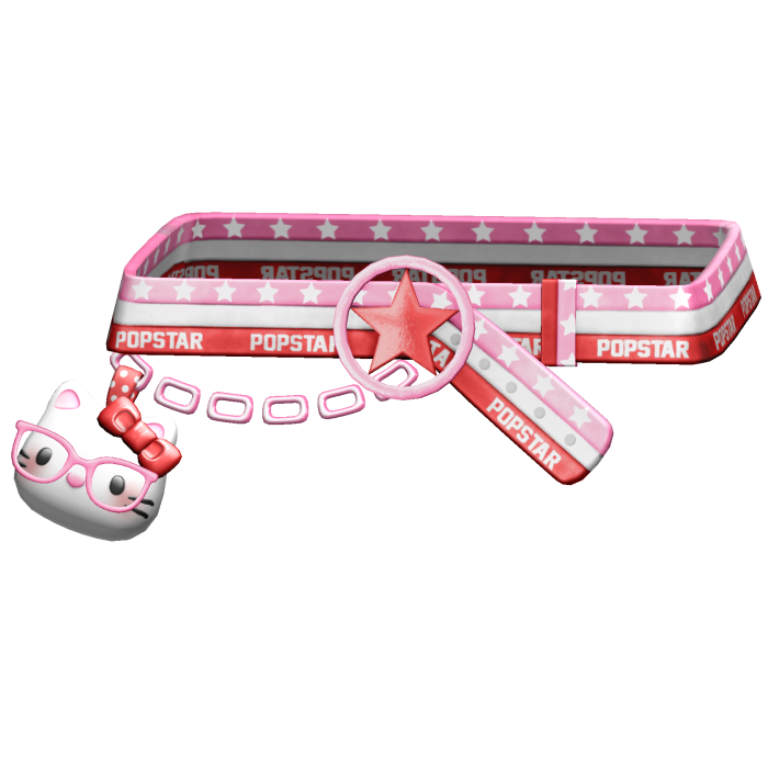 Amekaji Gyaru Harajuku Kitty Chain Belt Red Pink