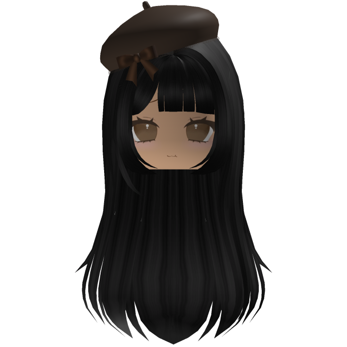 Cute Autumn Girl w/ Brown Beret & Bow