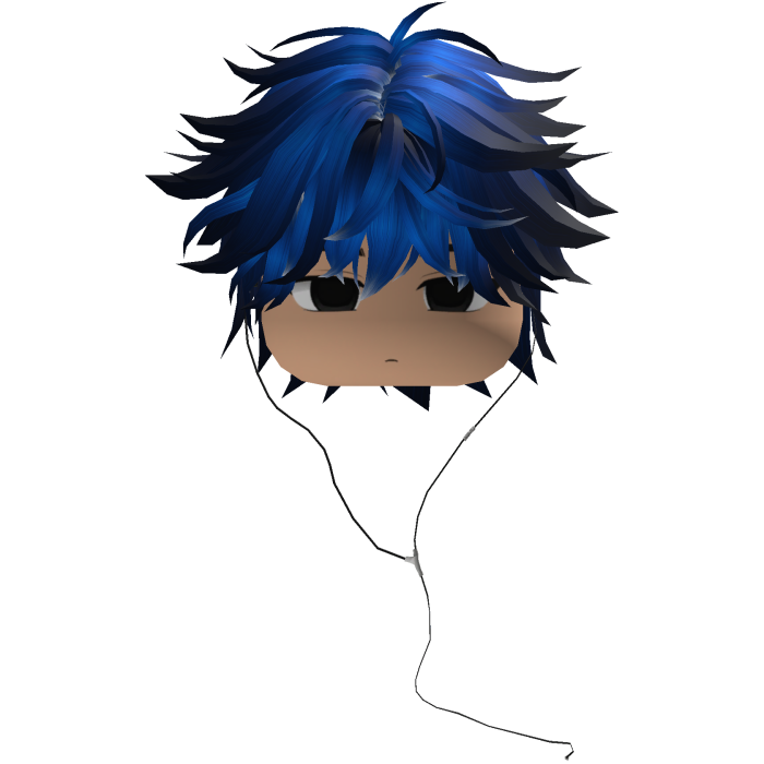 Y2K emo boy with headphones, blue hair
