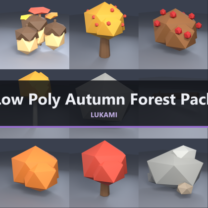 Low Poly Autumn Forest Pack x50 Fall Trees Leaves